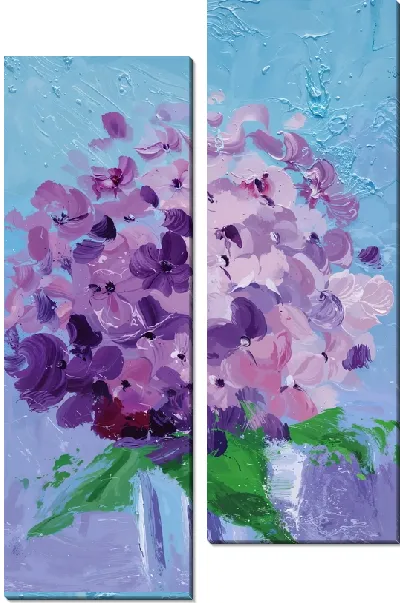 Модульная картина Букет гортензии в стиле минимализм