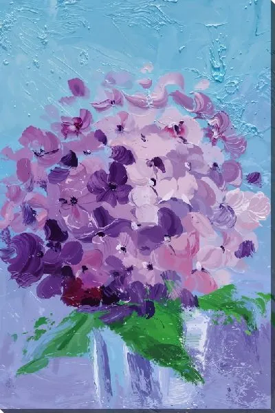 Картина маслом Букет гортензии в стиле минимализм