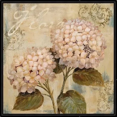 Картина Два цветка гортензии в винтажном стиле