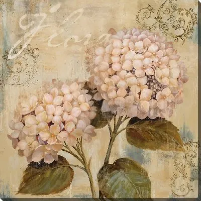 Картина маслом Два цветка гортензии в винтажном стиле