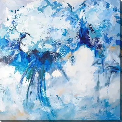 Картина маслом Бело-синие гортензии