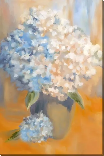 Картина маслом Натюрморт с гортензиями в кашпо