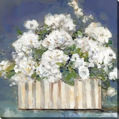 Картина маслом Композиция с гортензиями в кашпо