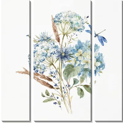 Модульная картина Полевые цветы и стрекоза