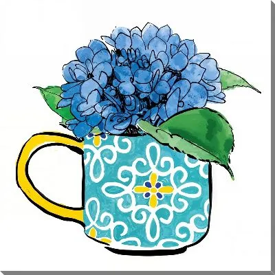 Картина маслом Гортензия в чайной чашке