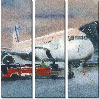 Модульная картина Самолет на стоянке с рукавом