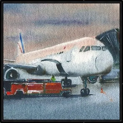 Картина Самолет на стоянке с рукавом