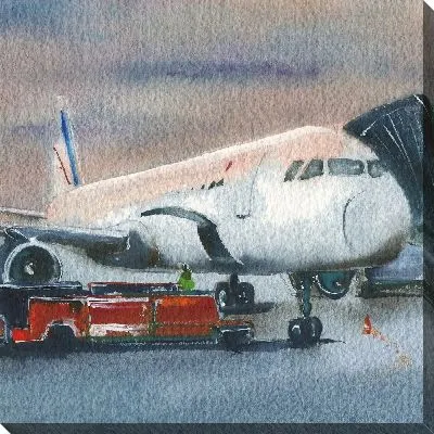 Постер Самолет на стоянке с рукавом