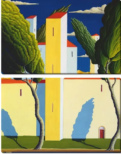 Модульная картина Итальянский пейзаж в стиле примитивизм