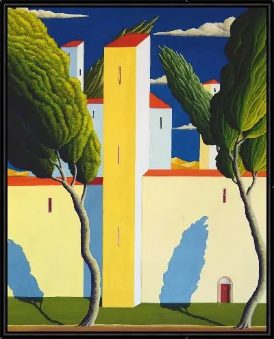 Картина Итальянский пейзаж в стиле примитивизм