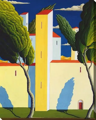 Постер Итальянский пейзаж в стиле примитивизм