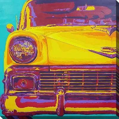 Картина маслом Желтый капот ретро-автомобиля