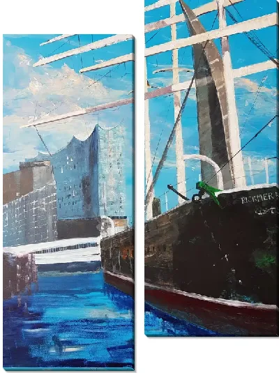 Модульная картина Парусник на причале