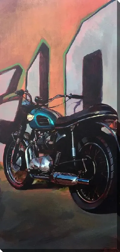 Картина маслом Мотоцикл у стены с граффити