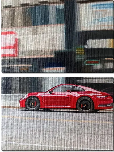 Модульная картина Порш на городской улице