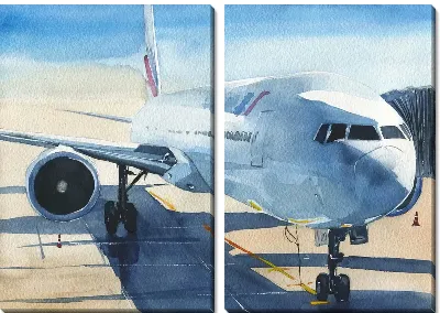 Модульная картина Самолет в аэропорту