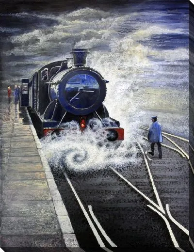 Картина маслом Паровоз на путях