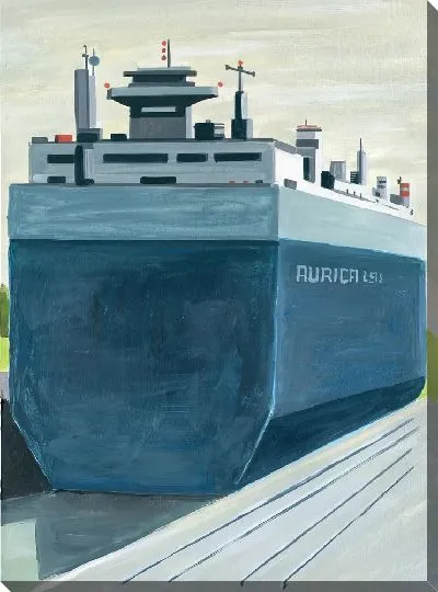 Картина маслом Грузовой корабль на причале