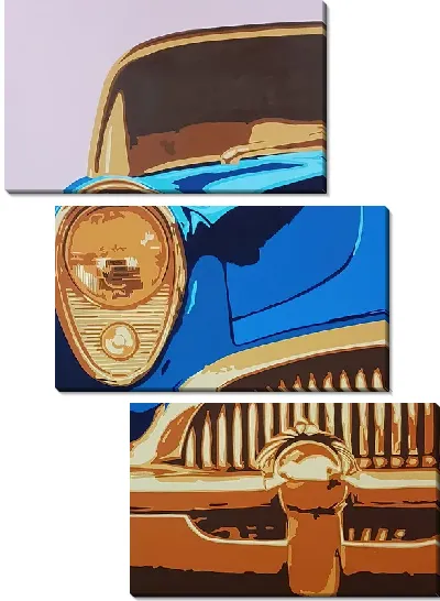 Модульная картина Фара и бампер ретро-автомобиля