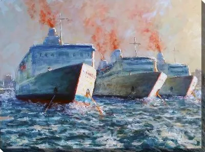 Картина маслом Корабли в порту