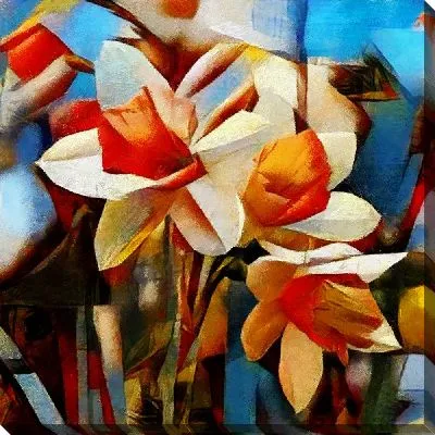 Картина маслом Цветы в стиле кубизм