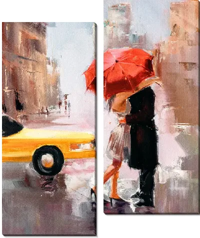 Пара под красным зонтом