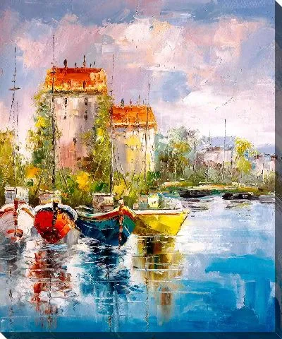 Картина маслом Лодки у причала №15