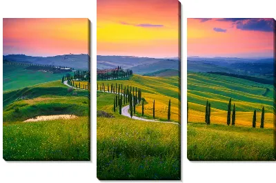 Модульная картина Итальянская долина на закате