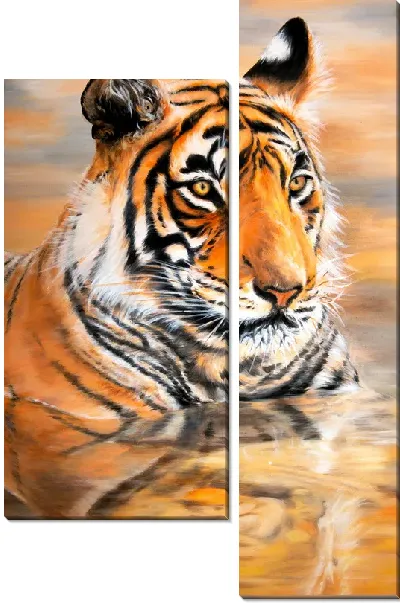 Модульная картина Тигр и его отражение