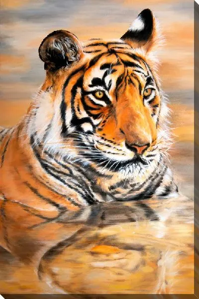 Картина маслом Тигр и его отражение