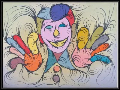 Клоун тянет обниматься