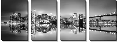 Модульная картина Панорама ночного города у воды
