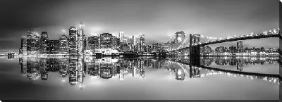 Постер Панорама ночного города у воды