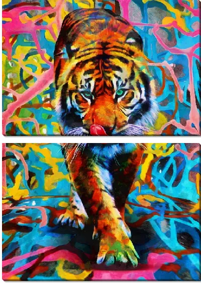 Модульная картина Тигр в стиле поп-арт
