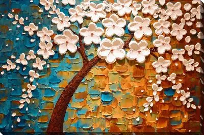 Постер Дерево с объемными цветками