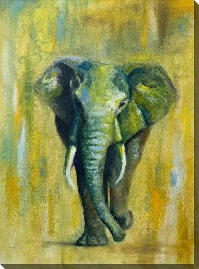 Постер Живописный слон с бивнями