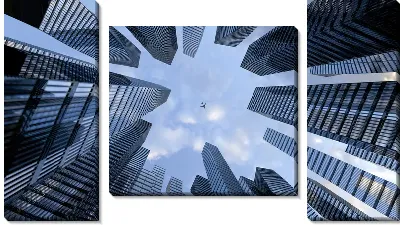 Модульная картина Взгляд на небоскребы снизу