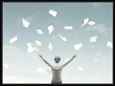 Картина Мужчина разбрасывает листки бумаги