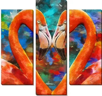 Модульная картина Любовь двух фламинго №2