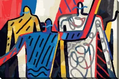 Картина маслом Группа людей