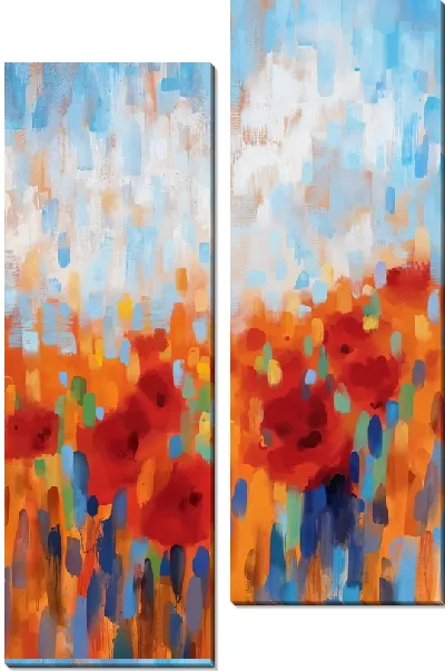 Модульная картина Абстрактное маковое поле
