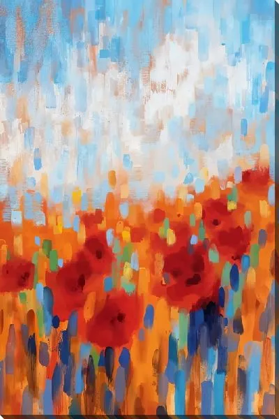 Картина маслом Абстрактное маковое поле