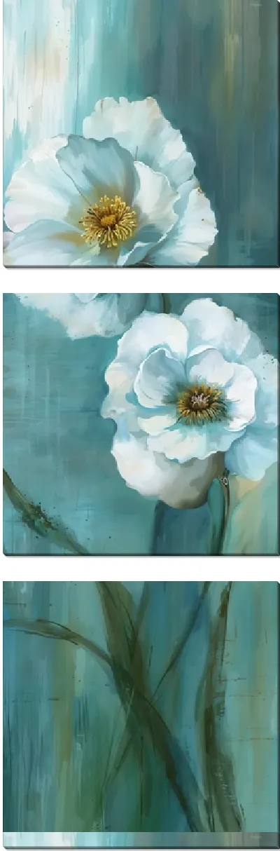 Модульная картина Два белых мака на стеблях