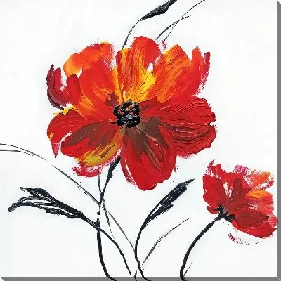 Картина маслом Маки с черными стеблями