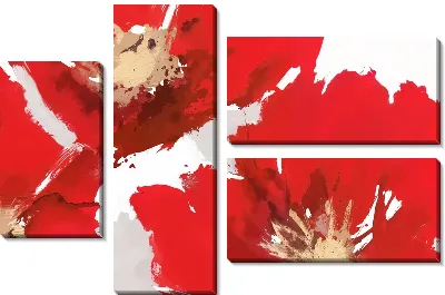 Модульная картина Маки крупным планом