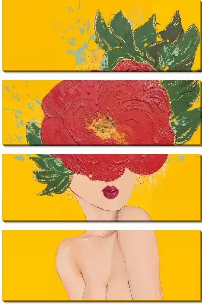 Модульная картина Девушка с маком на голове