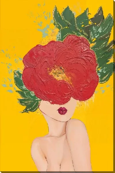 Картина маслом Девушка с маком на голове