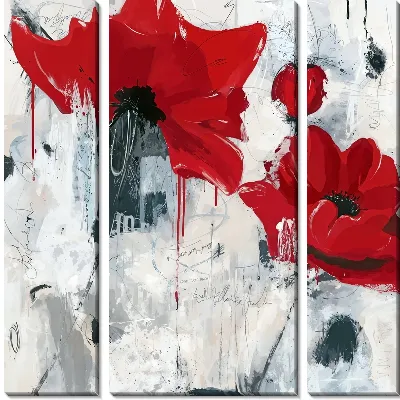 Маки на белом фоне №2