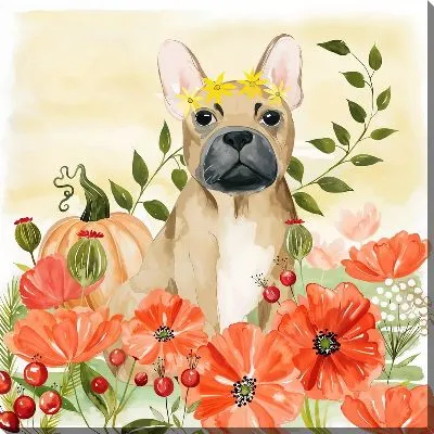 Картина маслом Собака и маки