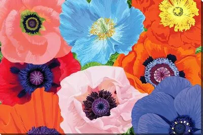 Картина маслом Много разноцветных маков